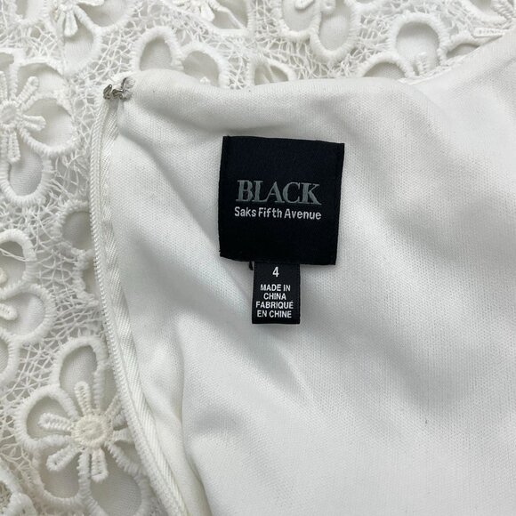 Black by Saks Fifth Avenue Sleeveless Floral Cut Out Lace Sheath Dress 4 - Picture 6 of 9